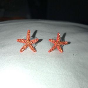 orange crystal starfish earrings